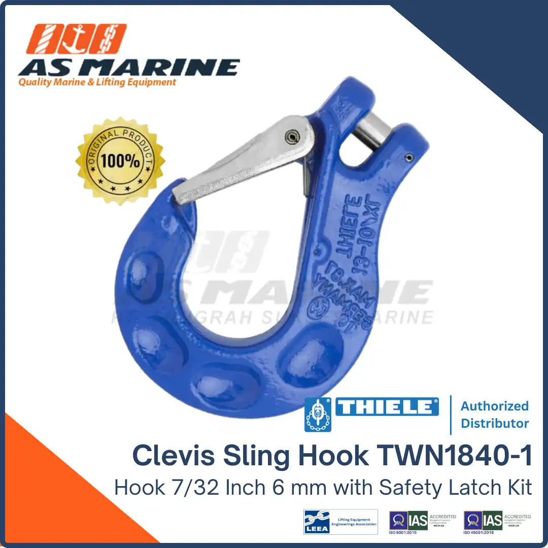 Clevis Sling Hook with Safety Latch Kit 7/32 Inch 6 mm TWN1840/1 THIELE